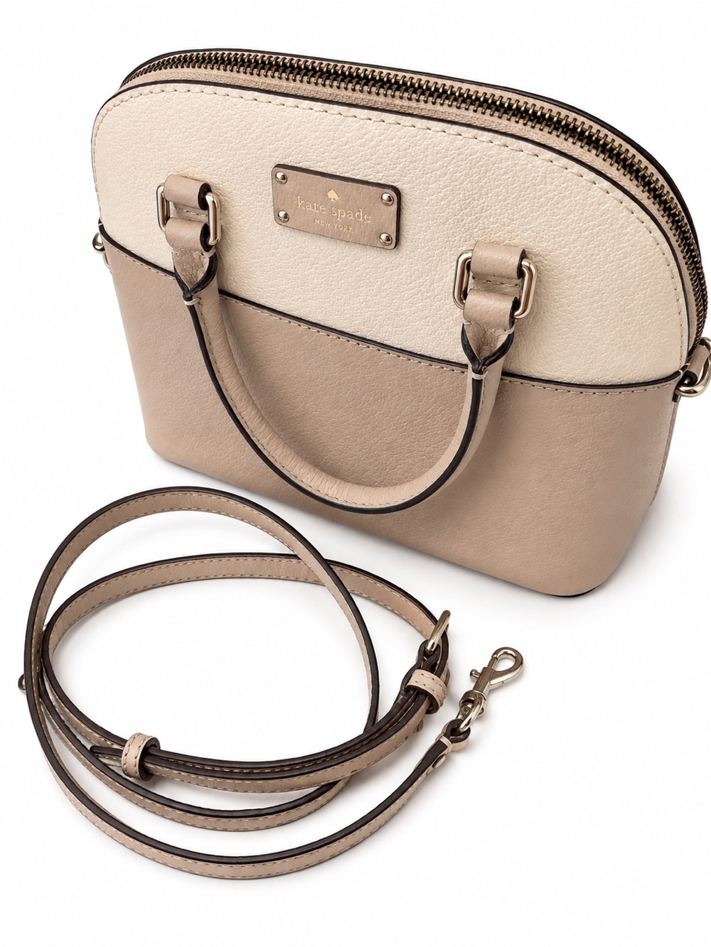 kate spade Two-Tone Beige and Cream Dome Satchel - Picture 5 of 5